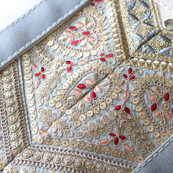 Embroidery decoration トートバッグ Msize キナリ×アイスブルー 2枚目の画像
