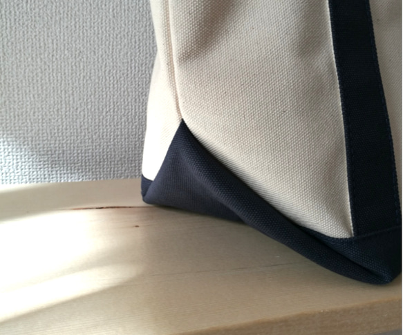 倉敷帆布×ネイティブ柄ポケット　トートバッグ　Msize　(ネイビー) 3枚目の画像