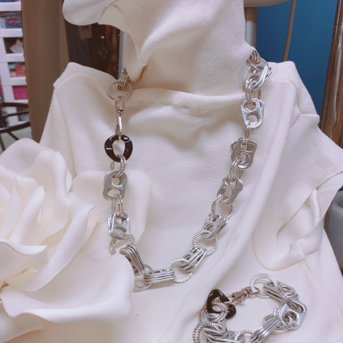 エシカルアクセサリー プルタブネックレス&ブレスレット マット