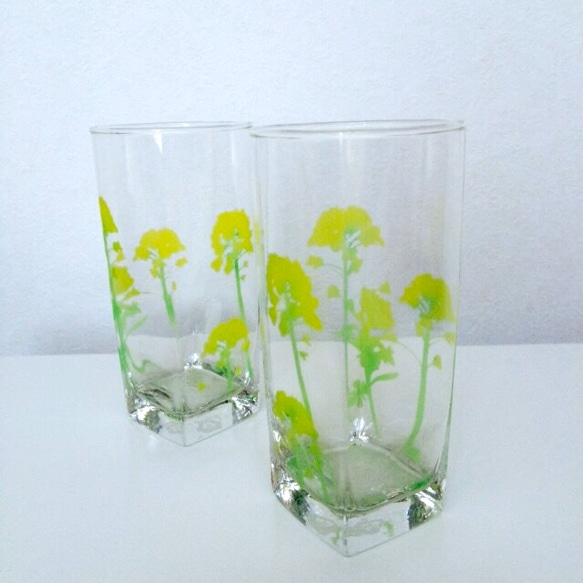 【送料無料】菜の花 グラス 3枚目の画像