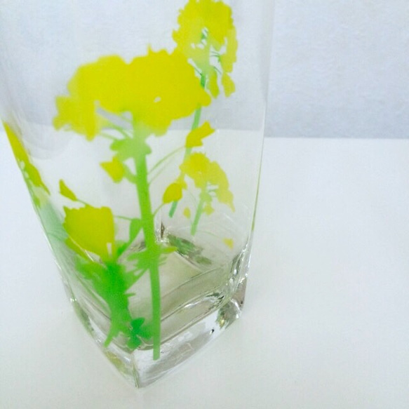 【送料無料】菜の花 グラス 4枚目の画像