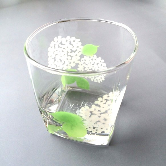 【送料無料】紫陽花　ロックグラス（白）※受注生産商品 2枚目の画像