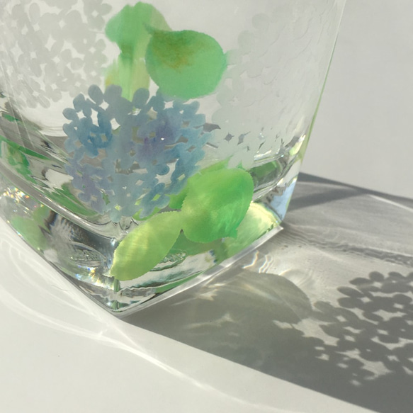 【送料無料】紫陽花　ロックグラス（白）※受注生産商品 8枚目の画像