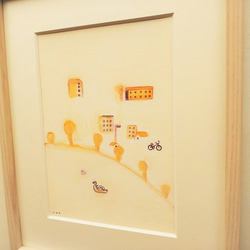 【受注制作】「橙色の町」水彩イラスト　※木製額縁入り 3枚目の画像