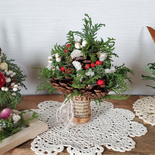松ぼっくりのドライフラワークリスマスツリー/雑貨*置物 クリスマス