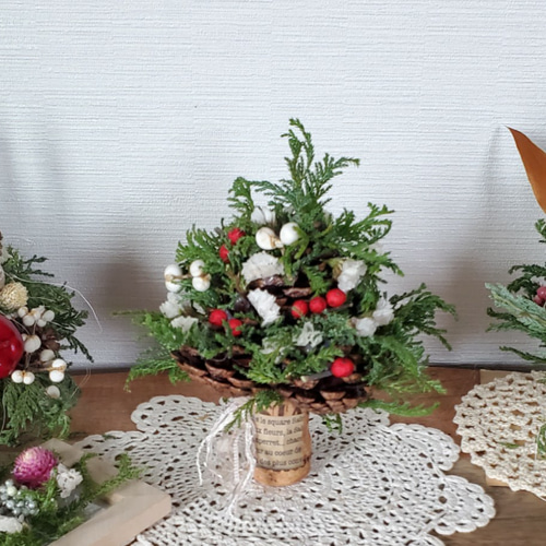 松ぼっくりのドライフラワークリスマスツリー/雑貨*置物 クリスマス