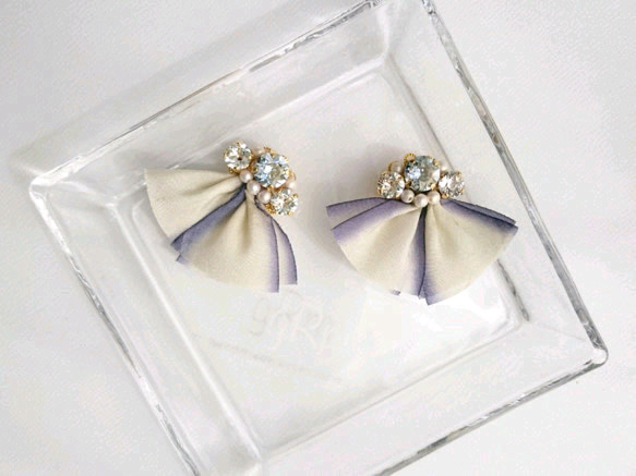 swarovski◆紫陽花のようなビジューピアス/イヤリング 2枚目の画像