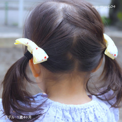 雫柄リボンのキッズツインヘアゴム　（ゴムの交換ができます） 7枚目の画像