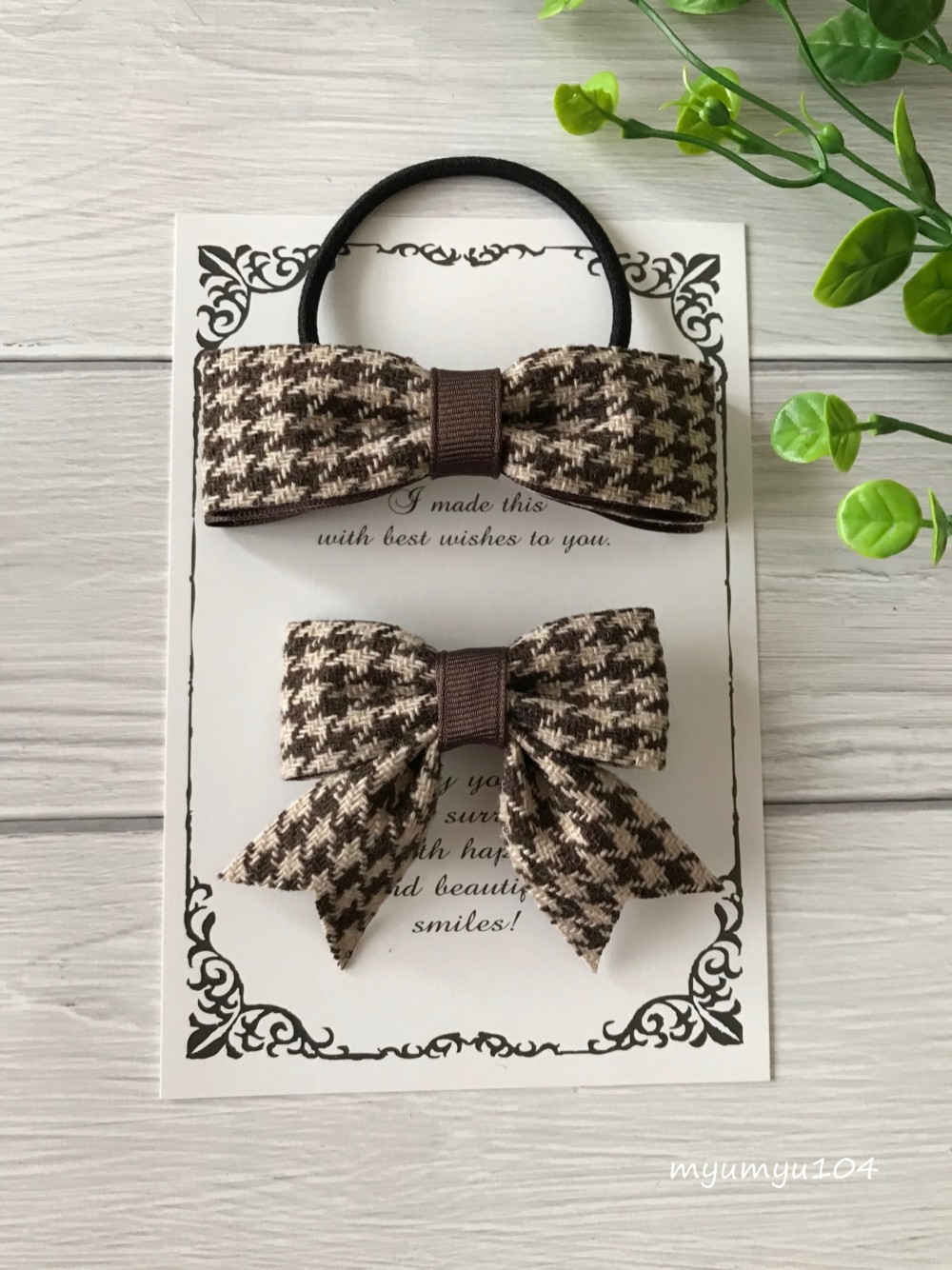 ⓝⓔⓦ【フリル千鳥格子垂れリボン】ベビーヘアクリップ　キッズ　ヘアゴム ⓝⓔⓦ【フリル千鳥格子垂れリボン】ベビーヘアクリップキッズ