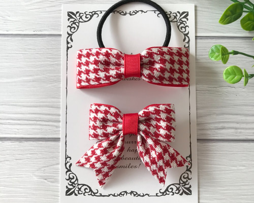 ヘアゴム　ベビーヘアクリップ　千鳥柄リボン１〜２ 0_f1cc1f258c22558968ef520cba77