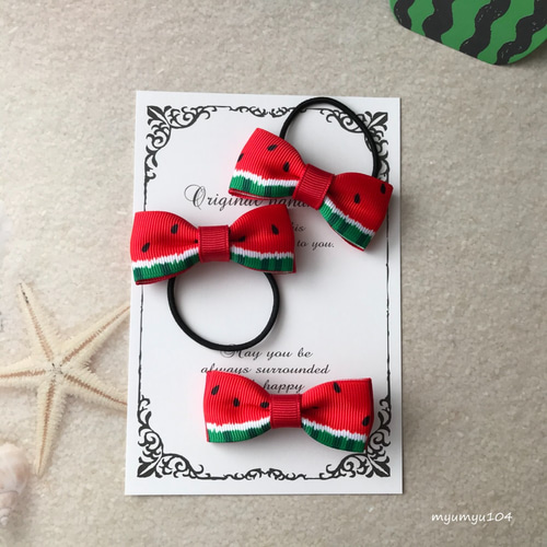 ヘアゴム　ベビーヘアクリップ　スイカりぼん ヘアゴムベビーヘアクリップスイカりぼん