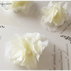 お花のプリンセス♡ホワイトの紫陽花とオーガンジーのヘアクリップ☆ベビーヘアクリップ 2枚目の画像