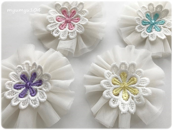 【アクアフラワー2】ベビーヘアクリップ♡ヘアゴム セミオーダーメイド アクアフラワー2】ベビーヘアクリップ♡ヘアゴム セミオーダーメイド