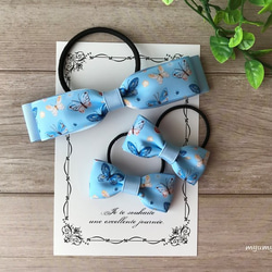 親子お揃い＊navy×white トリプルリボンのヘアゴム 親子お揃い＊navy×white トリプルリボンのヘアゴム 親子お揃い＊navy