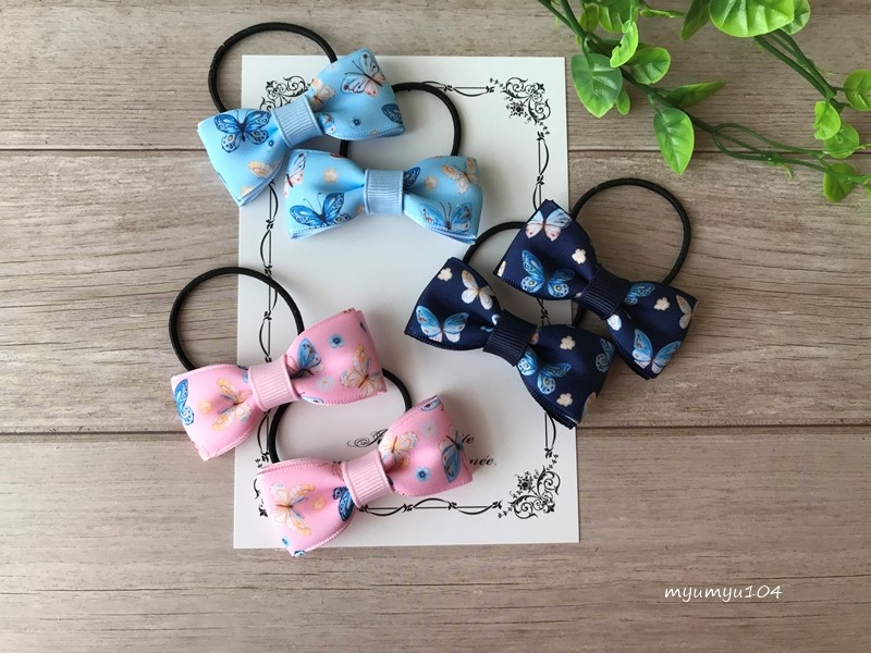 T-246】LOVEヘアリボン キッズヘアゴム キッズヘアリボン 【T-246