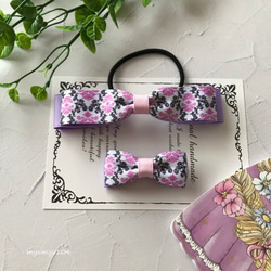 親子お揃い♡antique pinkトリプルリボンのヘアゴム 0_1fa5fc9881003b72aa93bd450f47