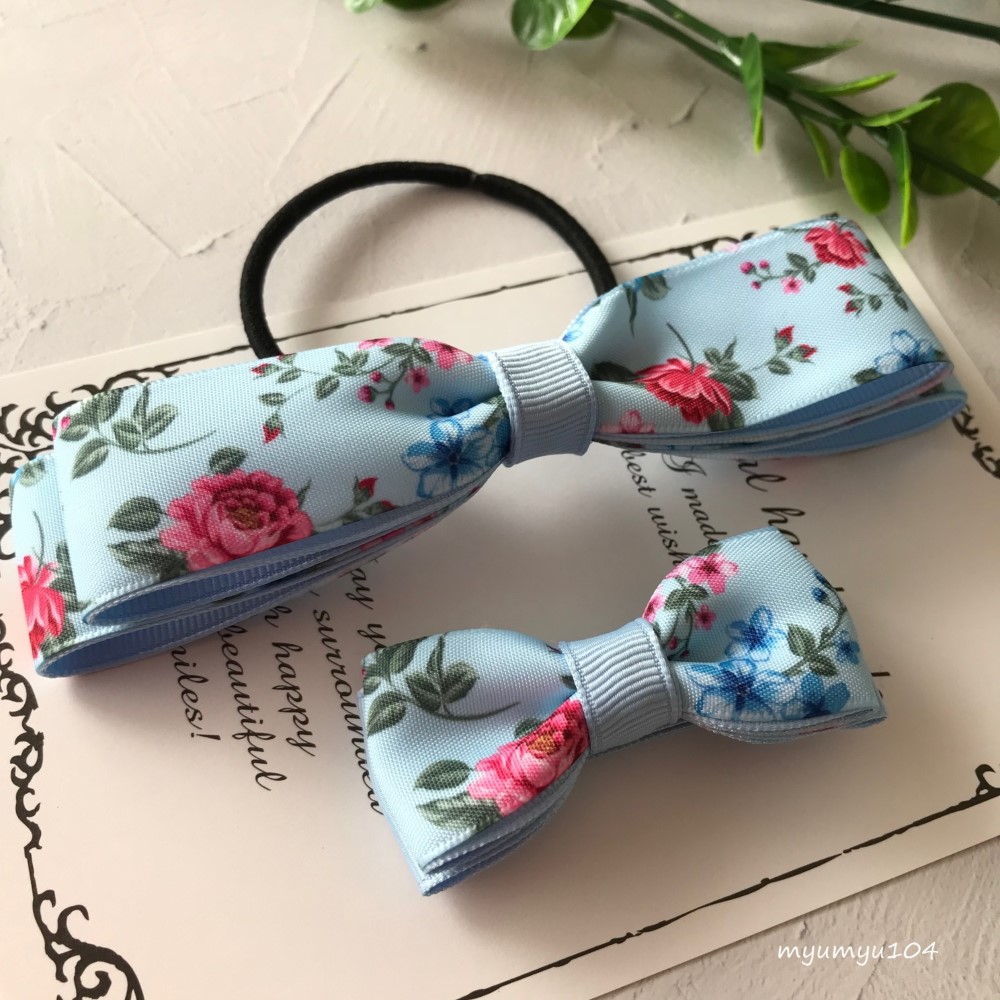 オーダー商品*。親子姉妹名入れペアヘアクリップヘアゴムベビーキッズ