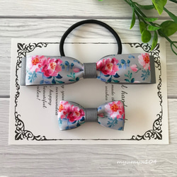 ヘアゴム　ベビーヘアクリップ　千鳥柄リボン１〜２ ヘアゴム ベビーヘアクリップ 千鳥柄リボン1〜2 ベビー