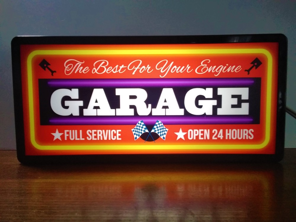カーショップ リペア ガレージ GARAGE 2 看板 アメリカン 置物 雑貨 LED2wayライトBOX