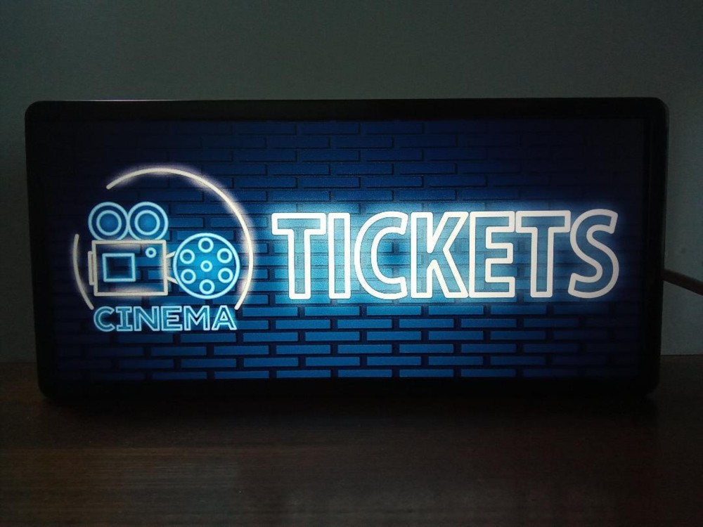 映画館 シネマ チケット売り場 ホームシアター DVD ブルーレイ サイン 看板 置物 雑貨 LED2wayライトBOX