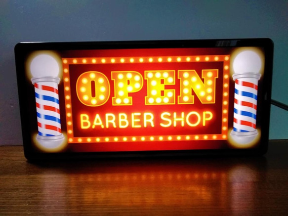 バーバー 理容室 ヘアーサロン 床屋さん レトロ BARBER サイン 看板 