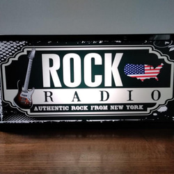 アメリカン ギター ROCK'N'ROLL RADIO ラジオ サイン 看板 置物 雑貨 LED2wayライトBOX 1枚目の画像