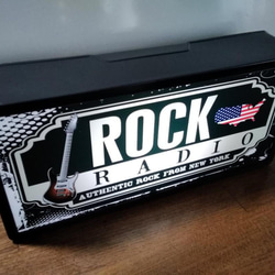 アメリカン ギター ROCK'N'ROLL RADIO ラジオ サイン 看板 置物 雑貨 LED2wayライトBOX 2枚目の画像