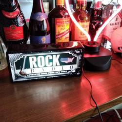 アメリカン ギター ROCK'N'ROLL RADIO ラジオ サイン 看板 置物 雑貨 LED2wayライトBOX 6枚目の画像