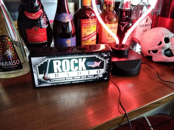 アメリカン ギター ROCK'N'ROLL RADIO ラジオ サイン 看板 置物 雑貨 LED2wayライトBOX 6枚目の画像