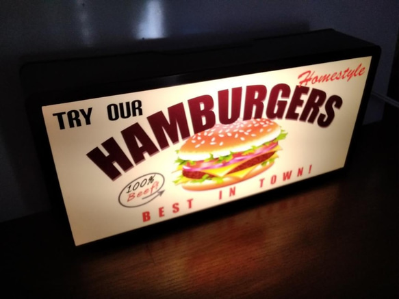 ハンバーガー カフェ バー 喫茶店 キッチンカー ファーストフード サイン 看板 置物 雑貨 LED2wayライトBOX 3枚目の画像