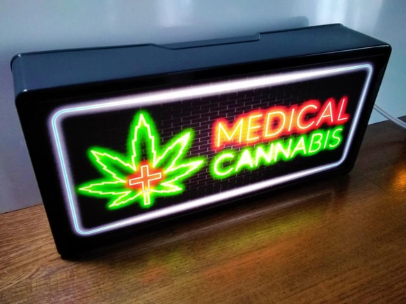 アメリカン 大麻 マリファナ 医療 CANABIS ロックンロール サイン 看板 置物 雑貨 LED2wayライトBOX 3枚目の画像