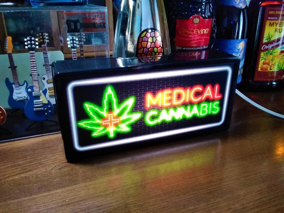 アメリカン 大麻 マリファナ 医療 CANABIS ロックンロール サイン 看板 置物 雑貨 LED2wayライトBOX 6枚目の画像