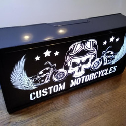 アメリカン カスタム バイク ガレージ アウトロー ライダー サイン 看板 置物 雑貨 LED2wayライトBOX 3枚目の画像