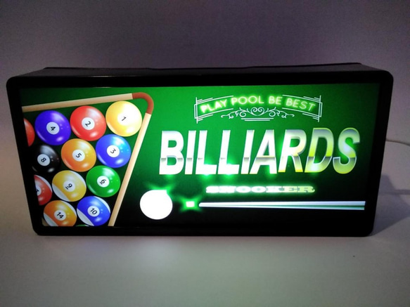 ビリヤード BILLIARDS ナインボール ゲーム 競技 娯楽 サイン 看板 置物 雑貨 LED2wayライトBOX 1枚目の画像