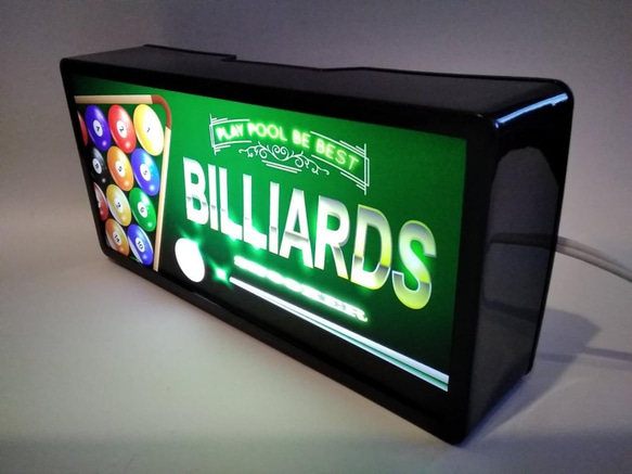 ビリヤード BILLIARDS ナインボール ゲーム 競技 娯楽 サイン 看板 置物 雑貨 LED2wayライトBOX 2枚目の画像