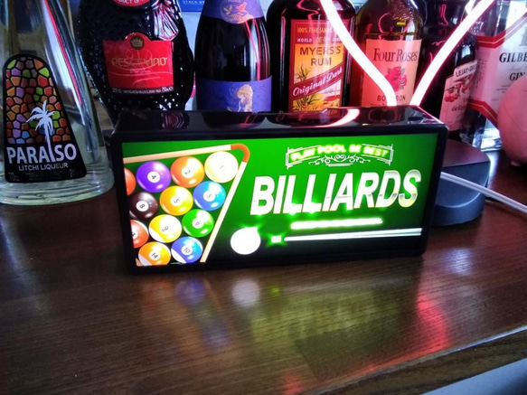 ビリヤード BILLIARDS ナインボール ゲーム 競技 娯楽 サイン 看板 置物 雑貨 LED2wayライトBOX 5枚目の画像