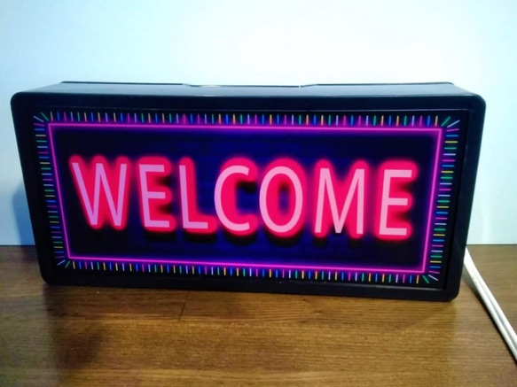 WELCOME ウェルカム ようこそ いらっしゃいませ 営業中 サイン 看板 置物 雑貨 LED2wayライトBOX 4枚目の画像