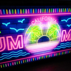 アメリカン カリフォルニア ビーチ サマー ヤシの木 海 南国 夏 サイン 看板 置物 雑貨 LED2wayライトBOX 2枚目の画像