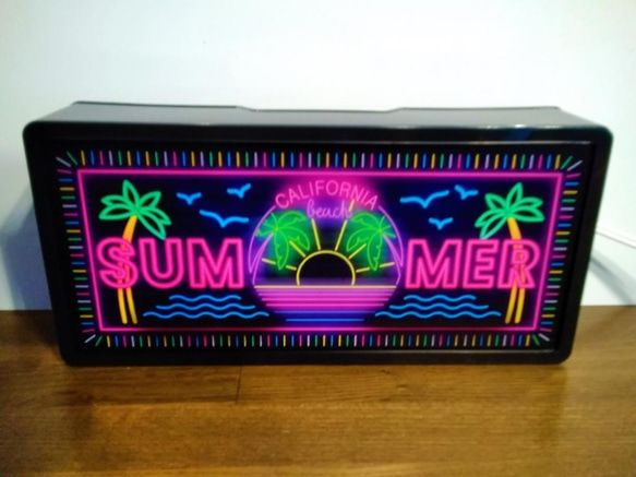 アメリカン カリフォルニア ビーチ サマー ヤシの木 海 南国 夏 サイン 看板 置物 雑貨 LED2wayライトBOX 4枚目の画像