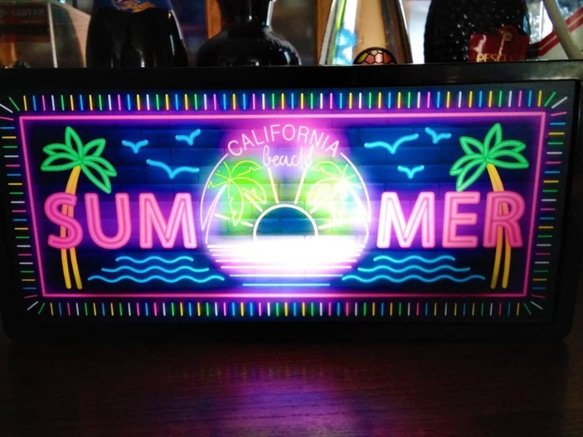 アメリカン カリフォルニア ビーチ サマー ヤシの木 海 南国 夏 サイン 看板 置物 雑貨 LED2wayライトBOX 6枚目の画像