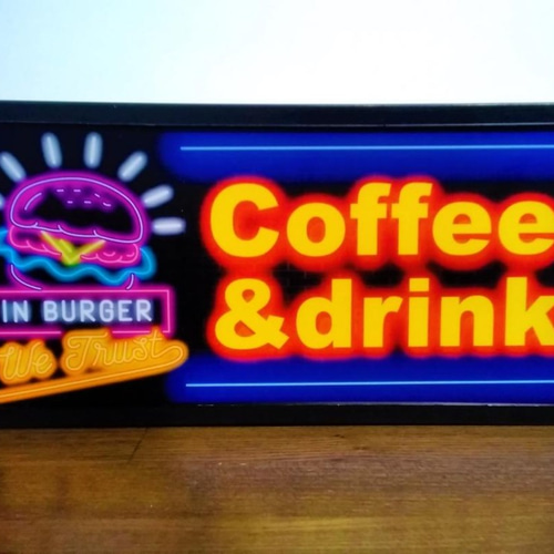 アメリカン ハンバーガー コーヒー ドリンク カフェ バー サイン