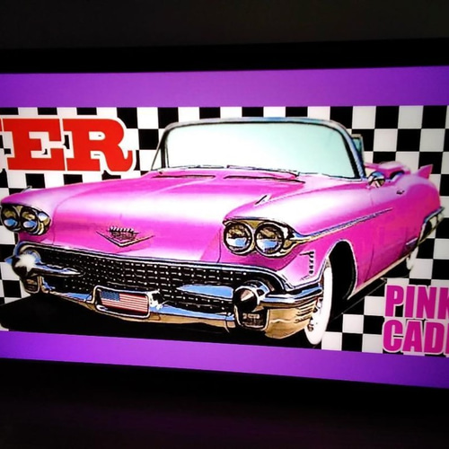 ビンテージカー ダイナー アート　ＬＥＤ アメリカン ダイナー ビンテージCAR イラスト カーショップ カフェ
