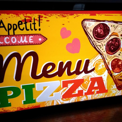 イタリアン ピザ PIZZA メニュー カフェ バー キッチンカー サイン 看板 置物 雑貨 LED2wayライトBOX 2枚目の画像