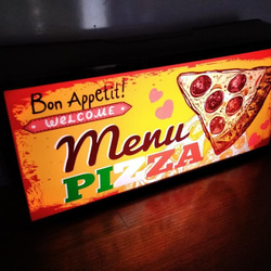 イタリアン ピザ PIZZA メニュー カフェ バー キッチンカー サイン 看板 置物 雑貨 LED2wayライトBOX 3枚目の画像