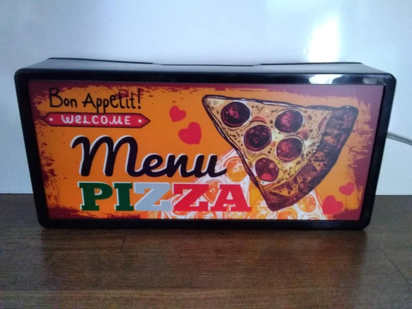 イタリアン ピザ PIZZA メニュー カフェ バー キッチンカー サイン 看板 置物 雑貨 LED2wayライトBOX 4枚目の画像