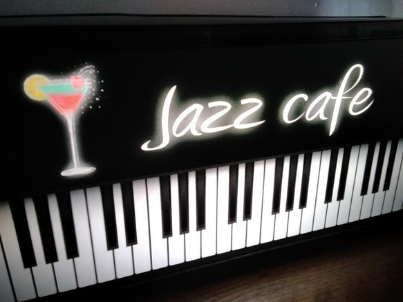 ジャズ ピアノ JAZZ 喫茶 カフェ カクテル バー パブ 酒 サイン 看板 置物 雑貨 LED2wayライトBOX 2枚目の画像