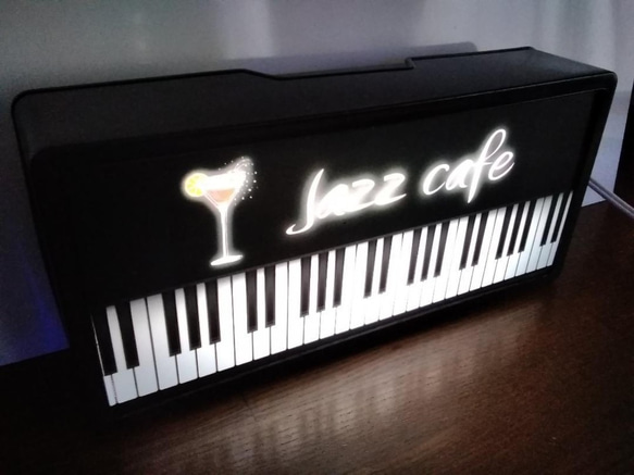 ジャズ ピアノ JAZZ 喫茶 カフェ カクテル バー パブ 酒 サイン 看板 置物 雑貨 LED2wayライトBOX 3枚目の画像