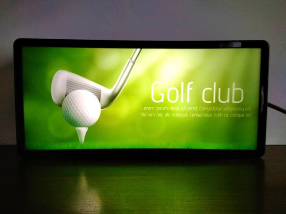 ゴルフ クラブ Golf club パター グリーン ガレージ サイン 看板 置物 雑貨 LED2wayライトBOX 1枚目の画像