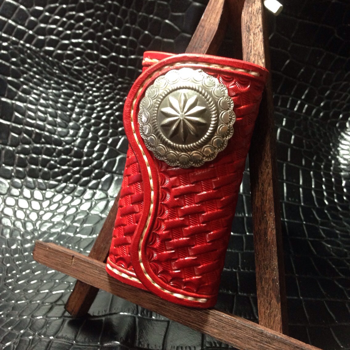 レザーキーケース (赤色)