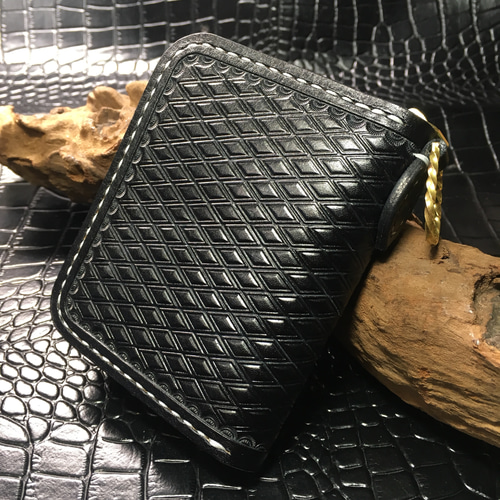 message.1981 ラウンドジップ　ネイビー　二つ折り ハーフラウンドジップウォレット 二つ折り財布 SIXTEEN LEATHER
